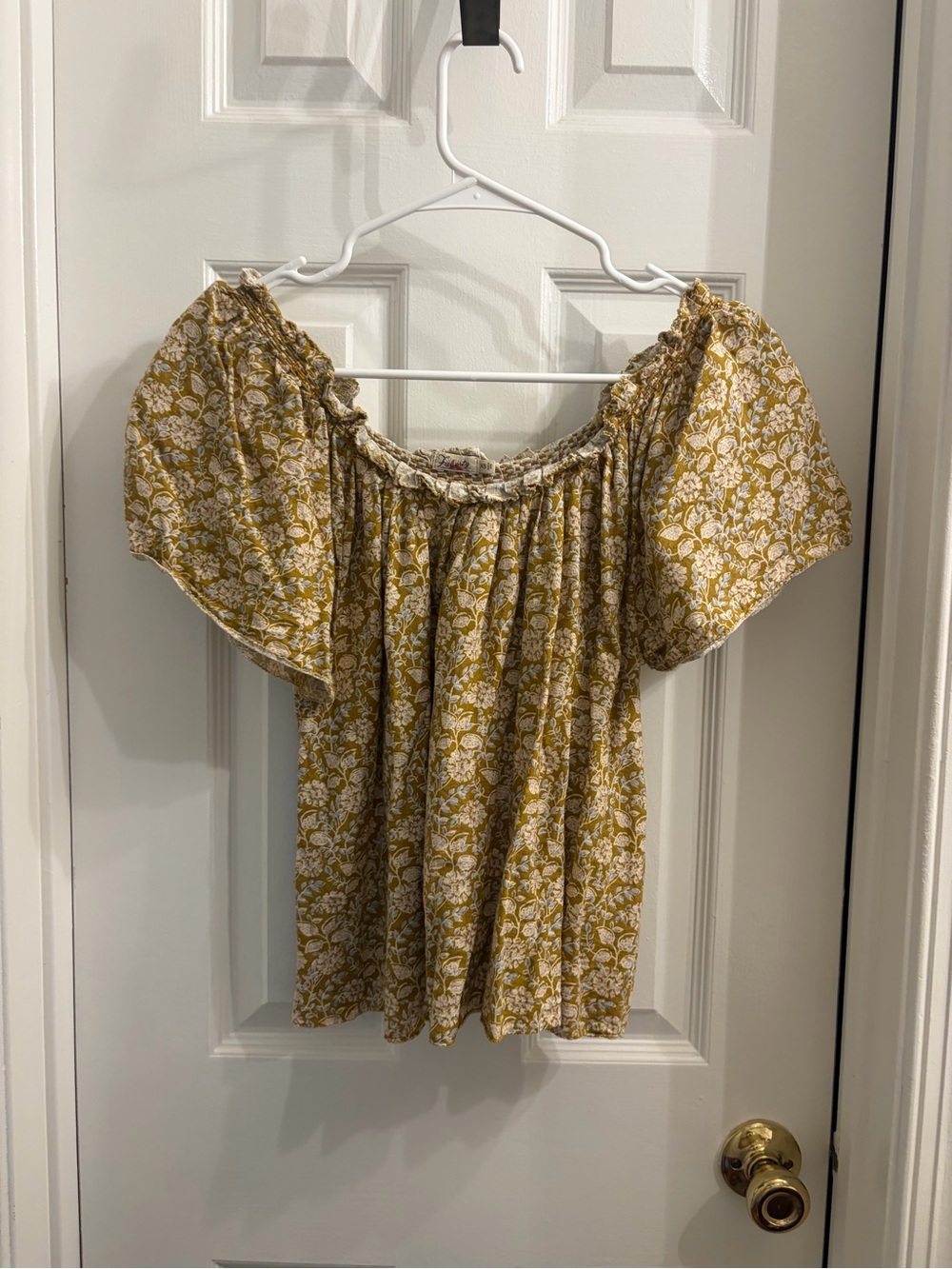 Faherty Mustard Floral Annabelle Top
